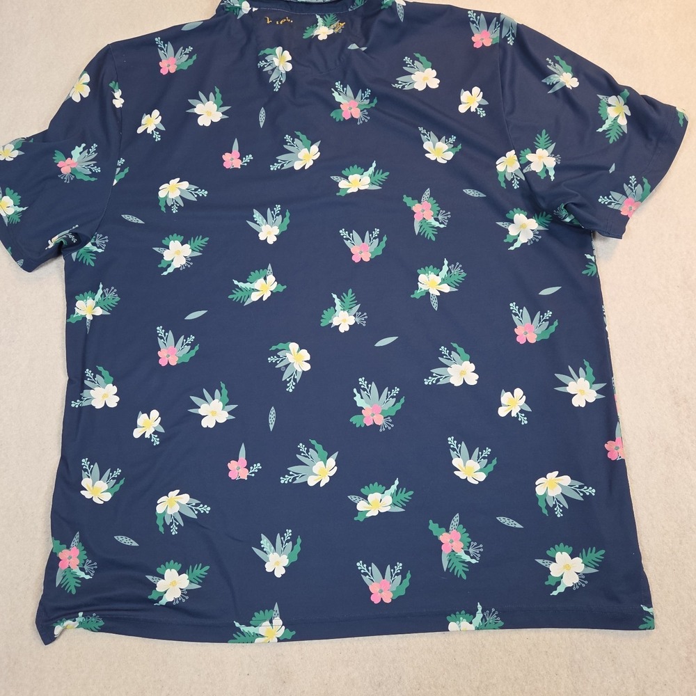 William Murray For Esteban Polo Shirt Mens 2XL Navy Floral Performance Golf - Picture 10 of 10
